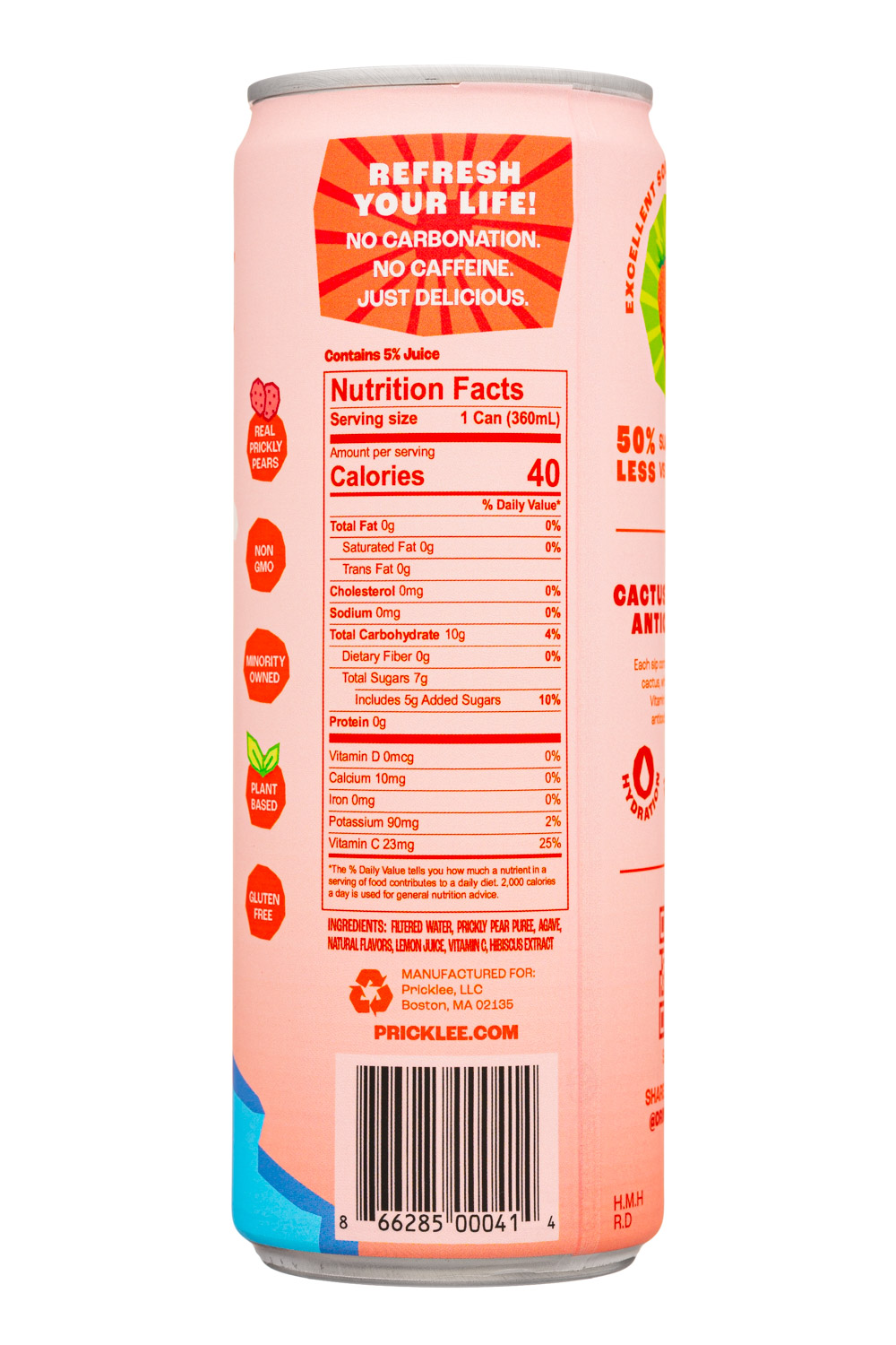  Pricklee: Pricklee-12oz-2022-CactusWater-WildStrawb-Facts