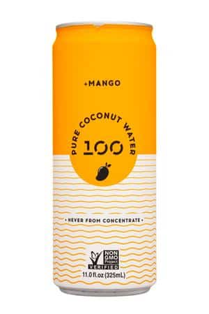 100 Coconuts: 100Coconuts-11oz-2023-PureCoconut-Mango-Front