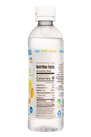 A88CBD: Alkaline88-16oz-2022-HempWater-LemonLime-Facts
