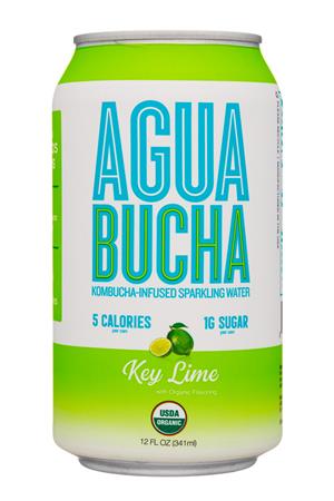 Agua Bucha: AguaBucha-12oz-2020-BuchSparklingWater-KeyLime-Front