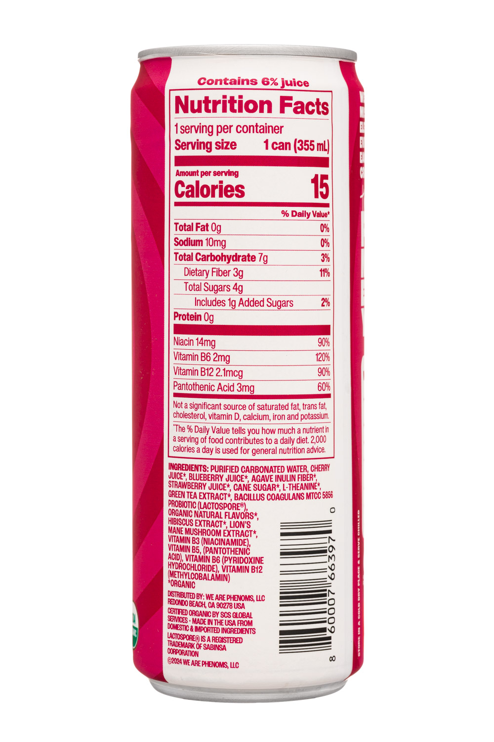 All Phenoms: Phenomes-12oz-2024-SparkSuperBev-BerryHibiscus-Facts