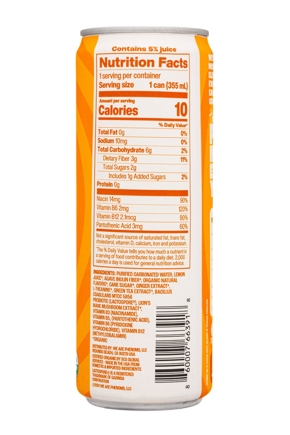 All Phenoms: Phenomes-12oz-2024-SparkSuperBev-CitrusGinger-Facts