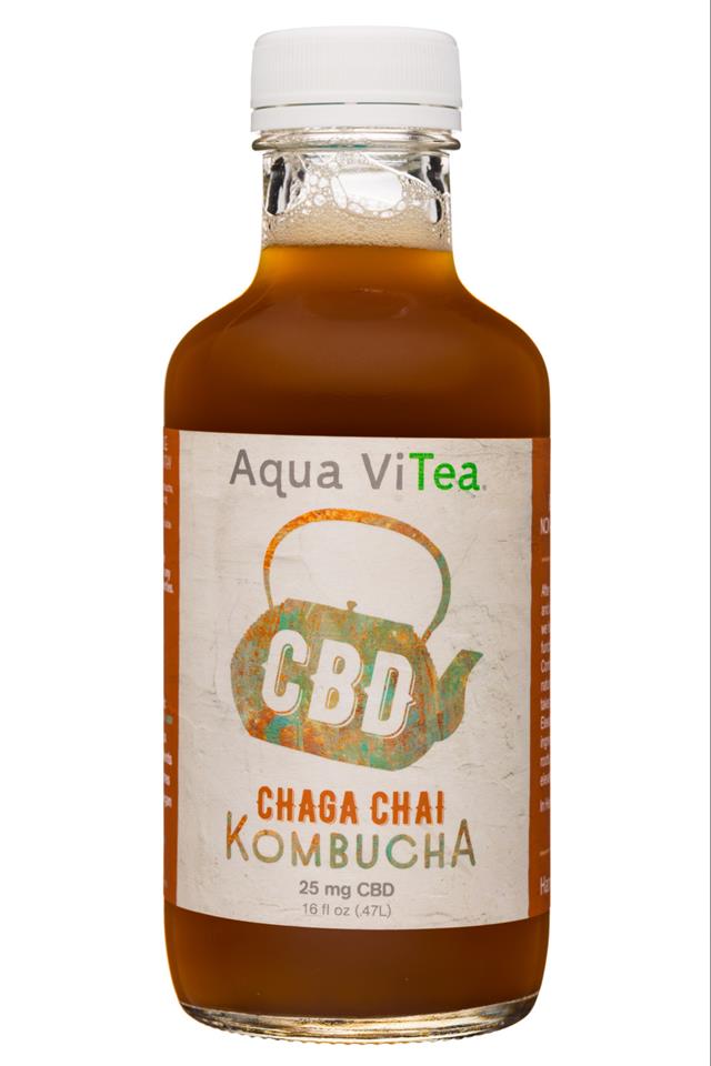 Aqua ViTea Kombucha: 16oz-25CBD-Kombucha-ChagaChai-Front