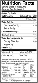Aqua ViTea Kombucha: WatermelonHabanero-NutritionalPanel