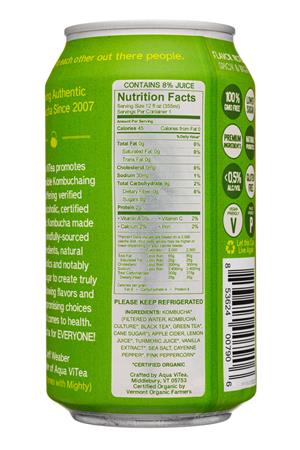 Aqua ViTea Kombucha: AquaVitea-12oz-2020-Kombucha-TurmericSunrise-Facts