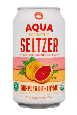 Aqua ViTea Kombucha: AguaVitea-12oz-2022-ProbSeltzer-GrapefruitThyme-Front