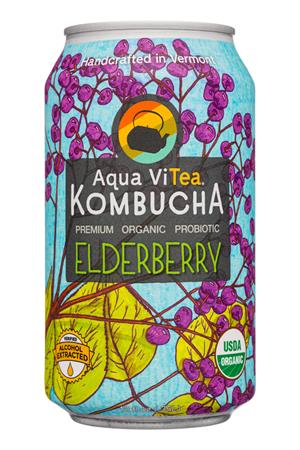 Aqua ViTea Kombucha: AquaVitea-12oz-2020-Kombucha-Elderberry-Front
