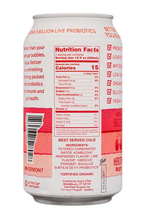 Aqua ViTea Kombucha: AguaVitea-12oz-2022-ProbSeltzer-RaspLime-Facts
