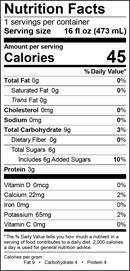 Aqua ViTea Kombucha: Ginger-NutritionalPanel