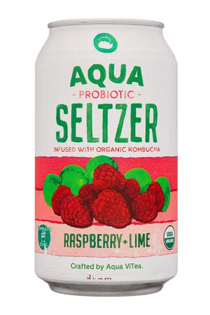 Aqua ViTea Kombucha: AguaVitea-12oz-2022-ProbSeltzer-RaspLime-Front