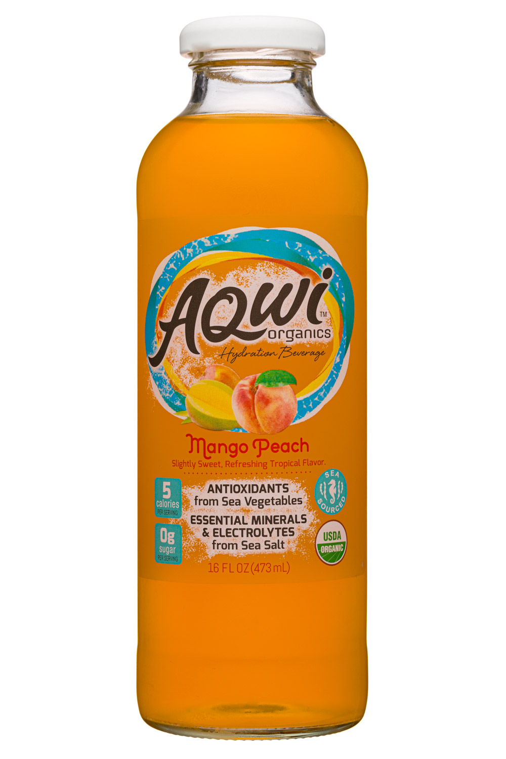 Aqwi Organics: Aqwi-16oz-MangoPeach-Front