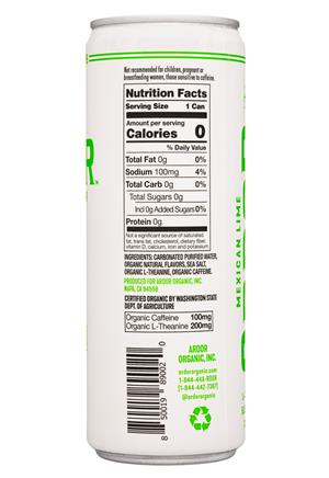 Ardor Sparkling WATER: Ardor-12oz-2021-Sparkling-MexicanLime-Facts
