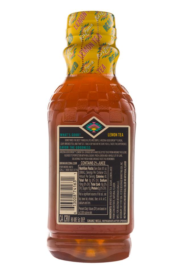 AriZona Good Brew: Arizona-20oz-GoodBrew-LemonTea-Facts