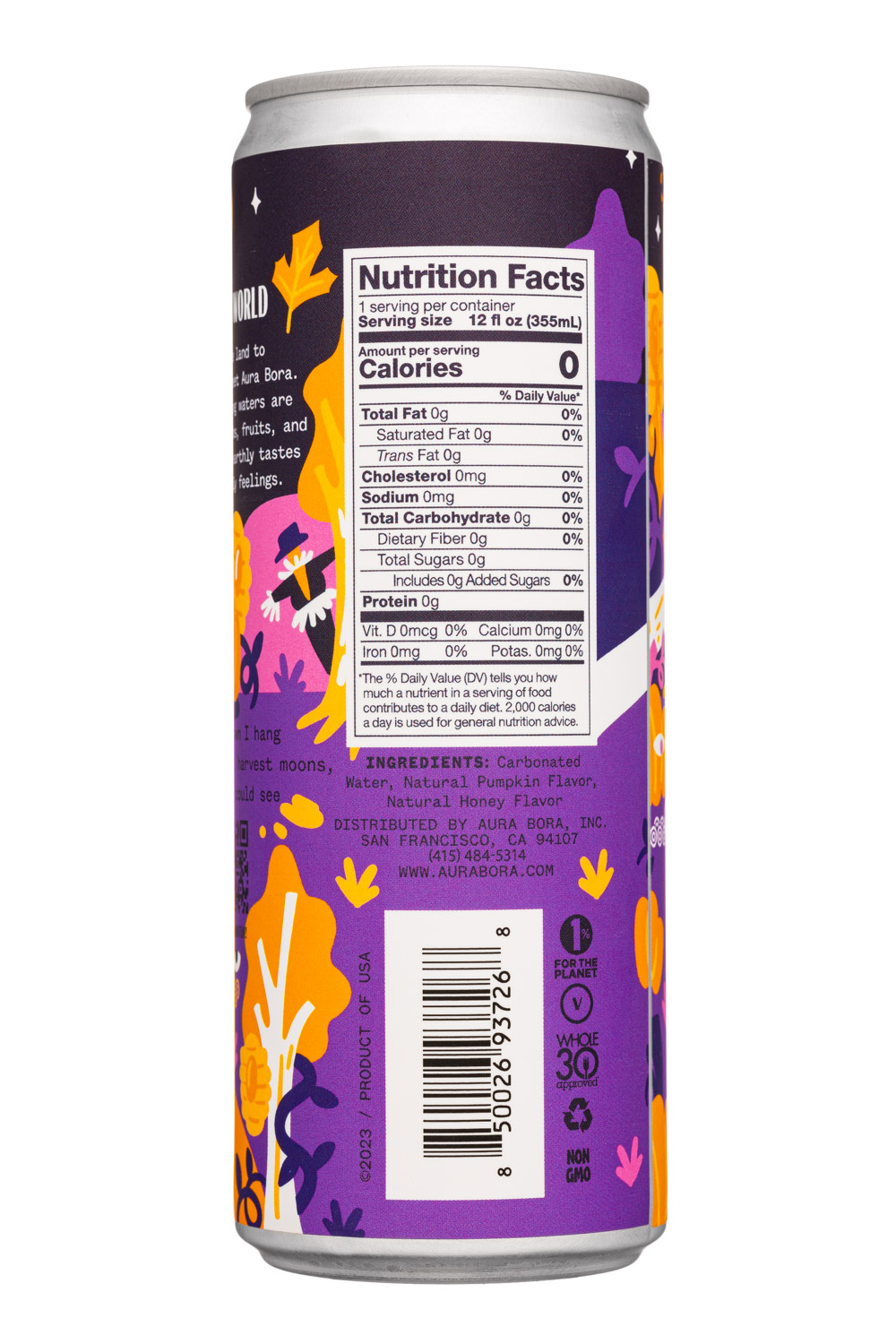Aura Bora: AuraBora-12oz-2023-HoneyPumpkin-Facts