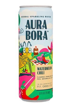 Aura Bora: AuraBora-12oz-2024-HerbalSparkling-WatermelonChili-Front