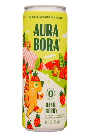 Aura Bora: AuraBora-12oz-2020-HerbalSparklingWater-BasilBerry-Front