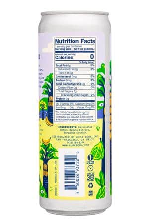Aura Bora: AuraBora-12oz-2024-HerbSparkWater-BananaBergamot-Facts