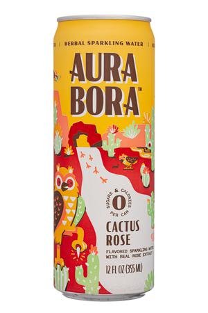 Aura Bora: AuraBora-12oz-2022-HerbSparkWater-CactusRose-Front