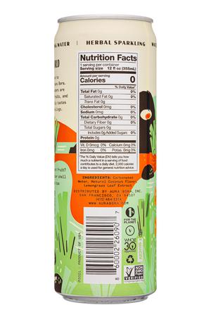 Aura Bora: AuraBora-12oz-2022-HerbSparkWater-LemonGrassCoconut-Facts