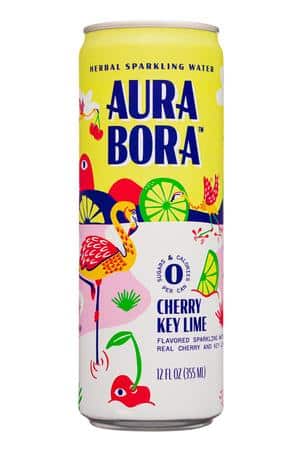 Aura Bora: AuraBora-12oz-2024-CherryKeyLime-Front