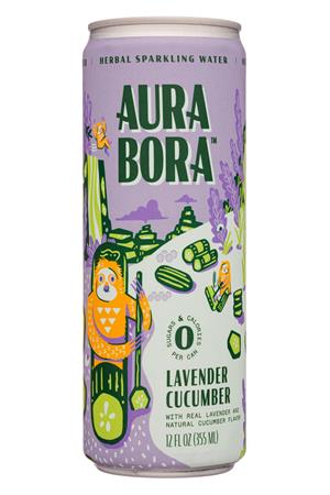 Aura Bora: AuraBora-12oz-2020-HerbalSparklingWater-LavenderCucumber-Front