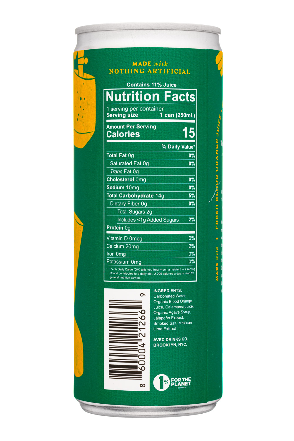 AVEC Drinks: Avec-8oz-2022-CarbMixer-JalapenoBloodOrange-Facts