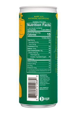 AVEC Drinks: Avec-8oz-2022-CarbMixer-JalapenoBloodOrange-Facts