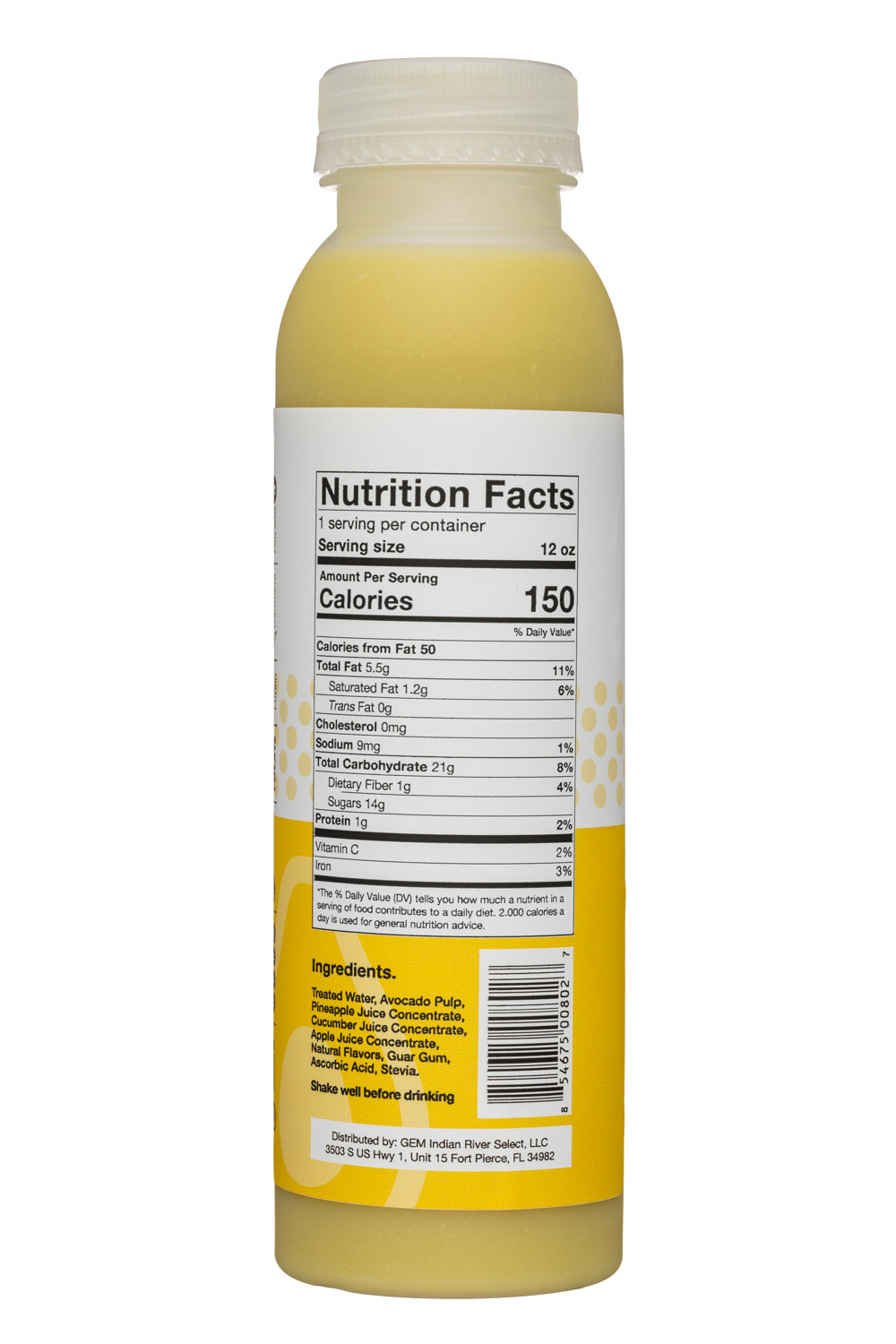 Avolife: AvoLife-12oz-Smoothie-CucumberPineapple-Facts