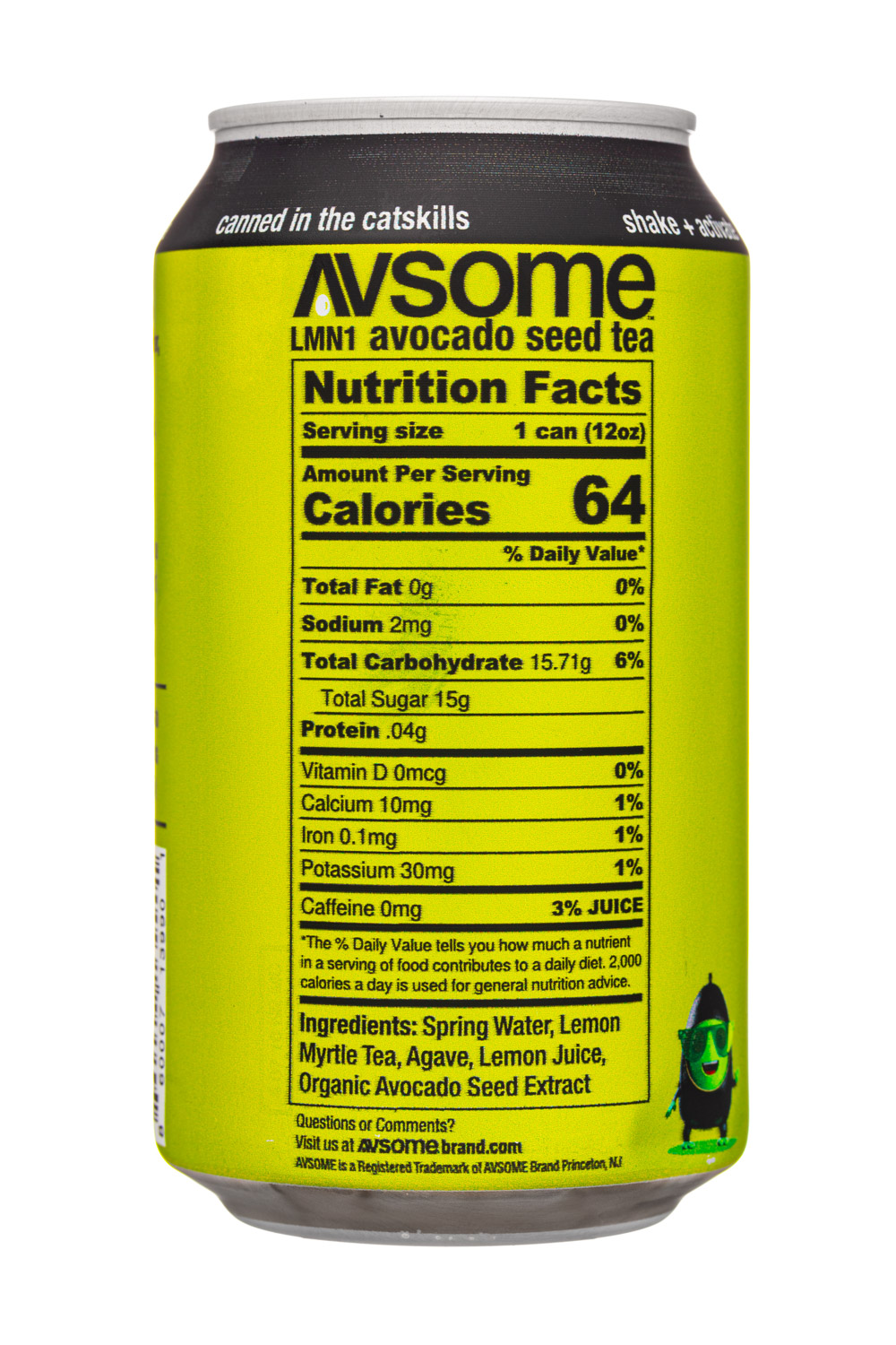 Avsome: Avsome-12oz-2025-AvoSeedTea-LMN1-Facts