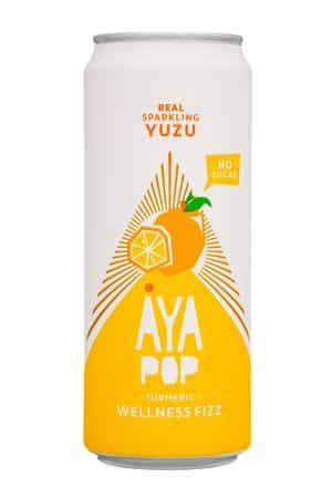 Aya Pop: Aya-11oz-2025-TurmericFizz-Yuzu-Front