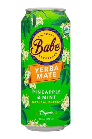 Babe Kombucha: Babe-16oz-2023-YerbaMate-PineMint-Front
