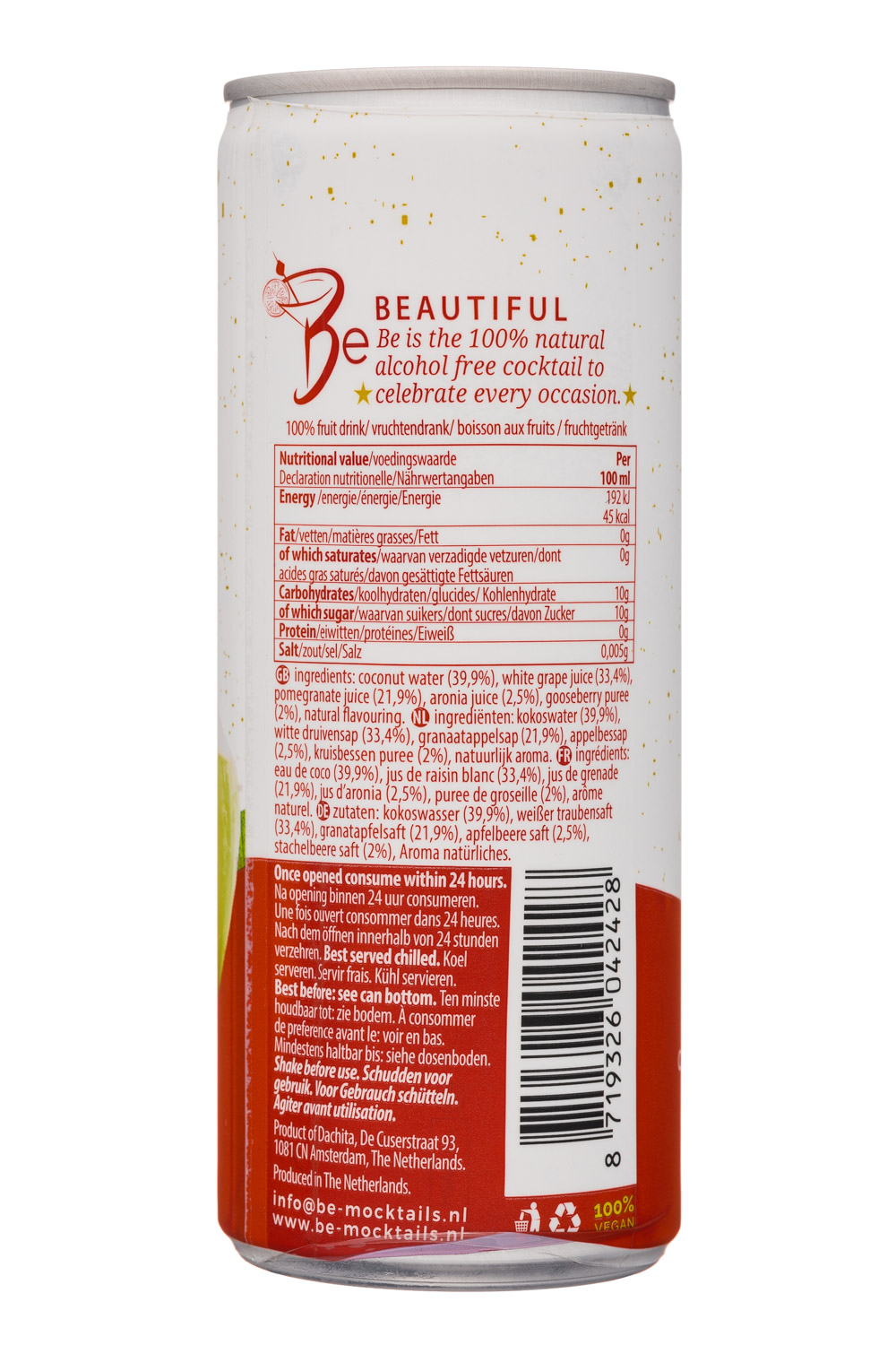 Be-Mocktails: Dachita-250ml-Mocktail-CoconutPomAroniaGooseberry-Facts
