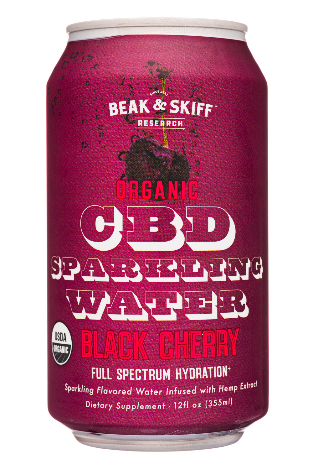 Beak & Skiff Research: BeakAndSkiff-12oz-2021-CBDSparkling-BlackCherry-Front
