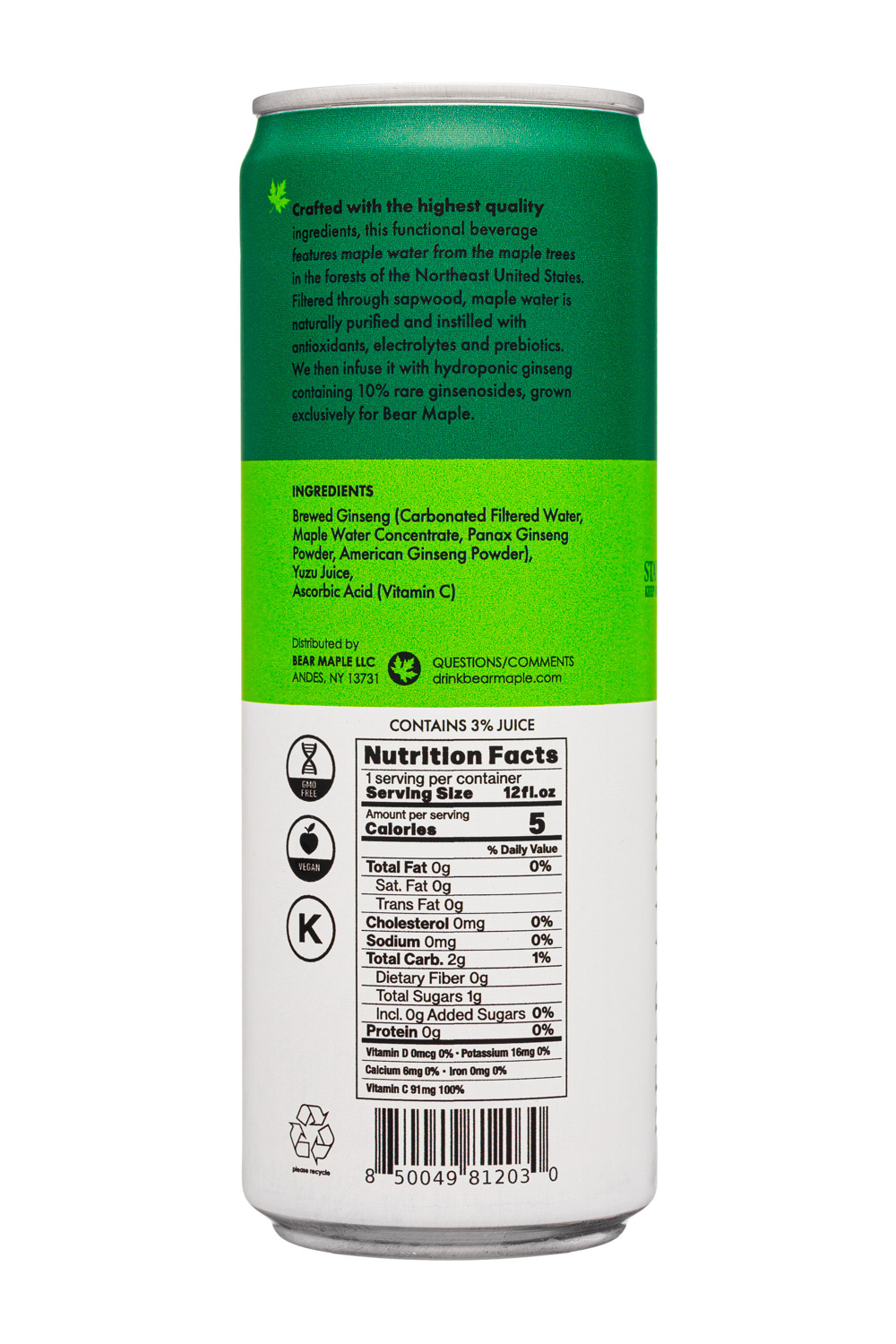 Bear Maple: BearMaple-12oz-2024-GinsengElixer-YuzuCitrus-Facts