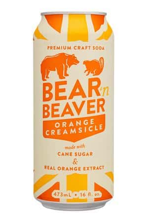 Bear N' Beaver: BearNBeaver-16oz-2024-Soda-OrangeCreamsicle-Front