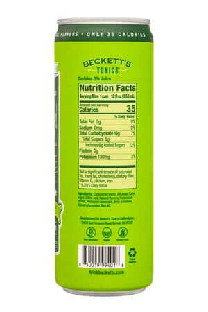 Beckett's Tonics: BeckettsTonics-12oz-2025-NACocktails-LimeMarg-Facts