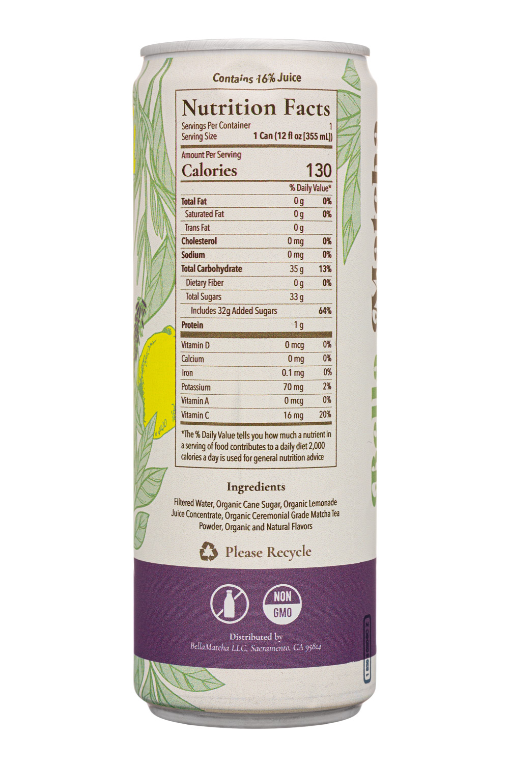 Bella Matcha: BellaMatcha-12oz-2025-Lavender-MatchaLemonade-Facts