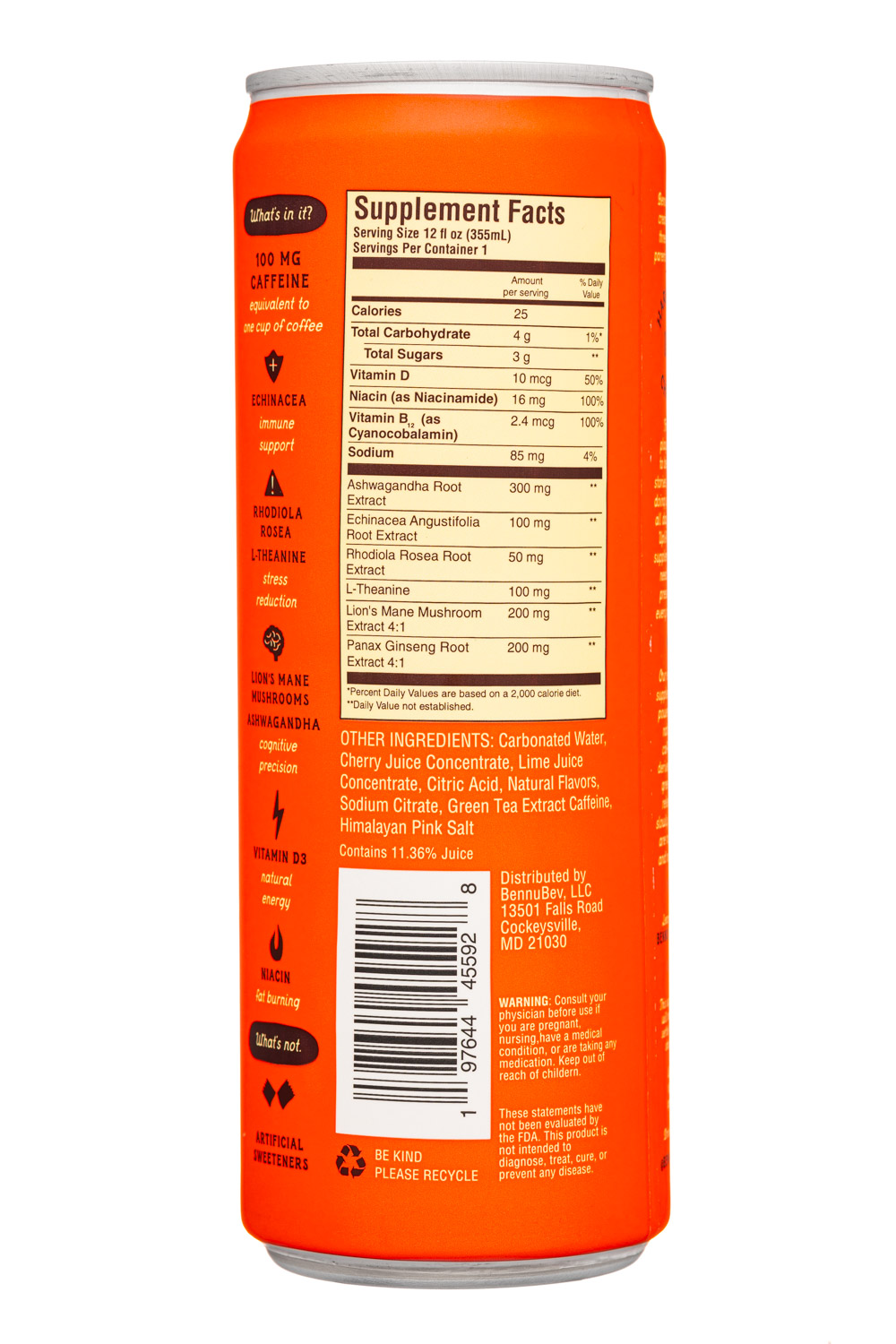 Bennu Bev Co.: Bennu-12oz-2023-Uplift-Cherry-Facts