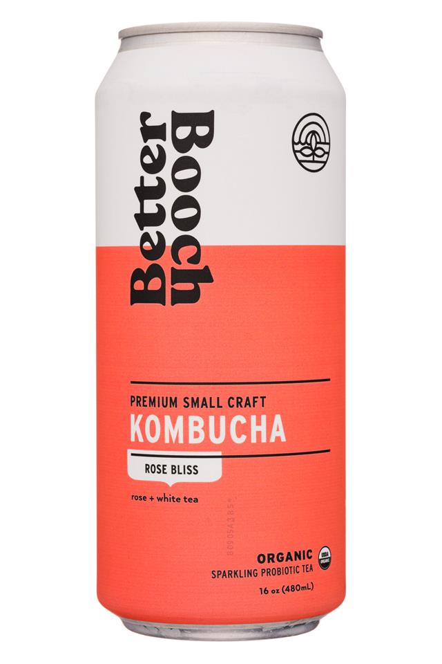 Better Booch Premium Kombucha Tea: BetterBooch-16ozCan-Kombucha-RoseBliss-Front