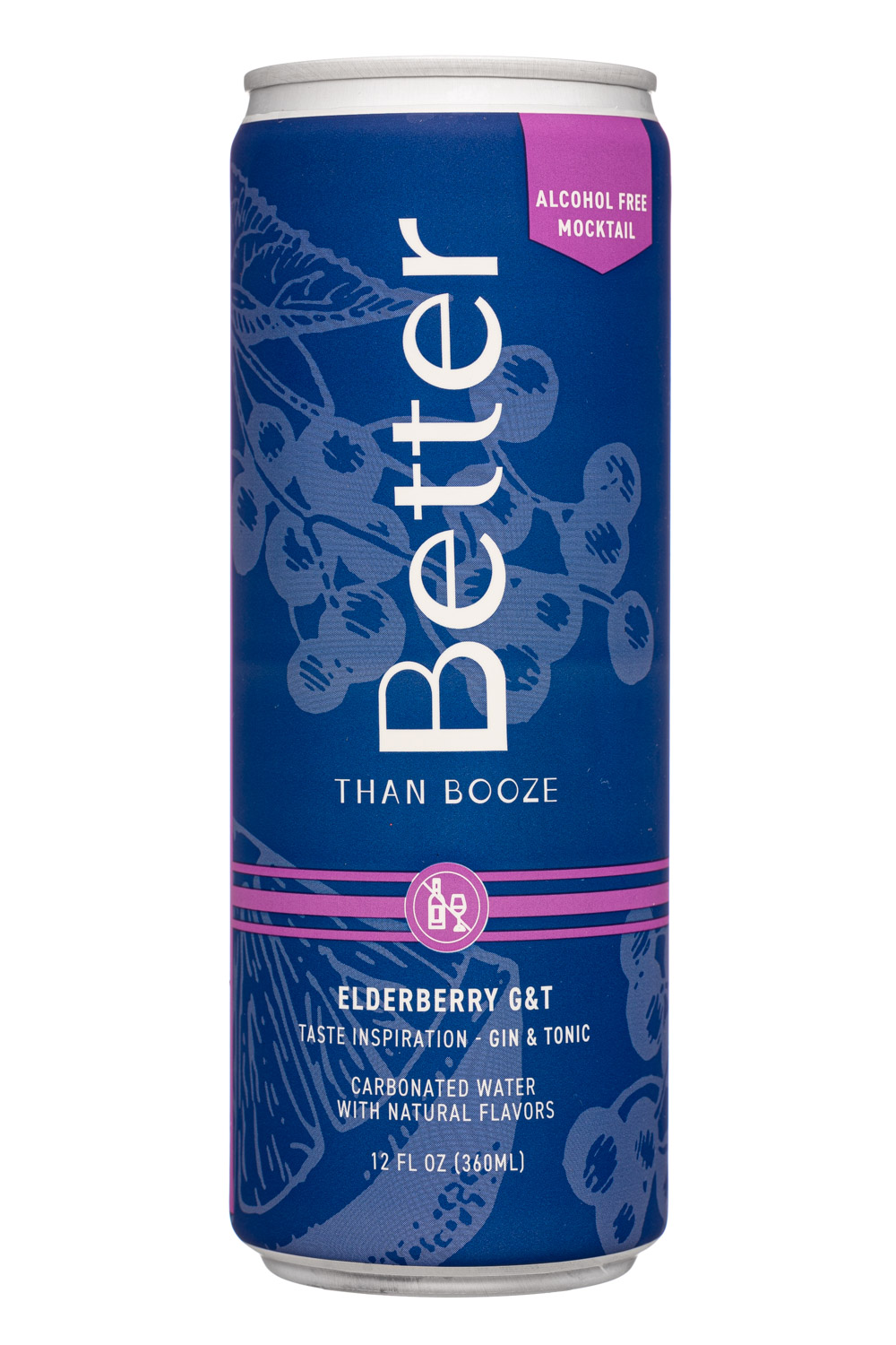 Better Than Booze: BetterThanBooze-12oz-2023-Mocktail-ElderberryGT-Front