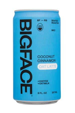 BIGFACE: Bigface-12oz-2024-OatLatte-CoconutCinn-Front