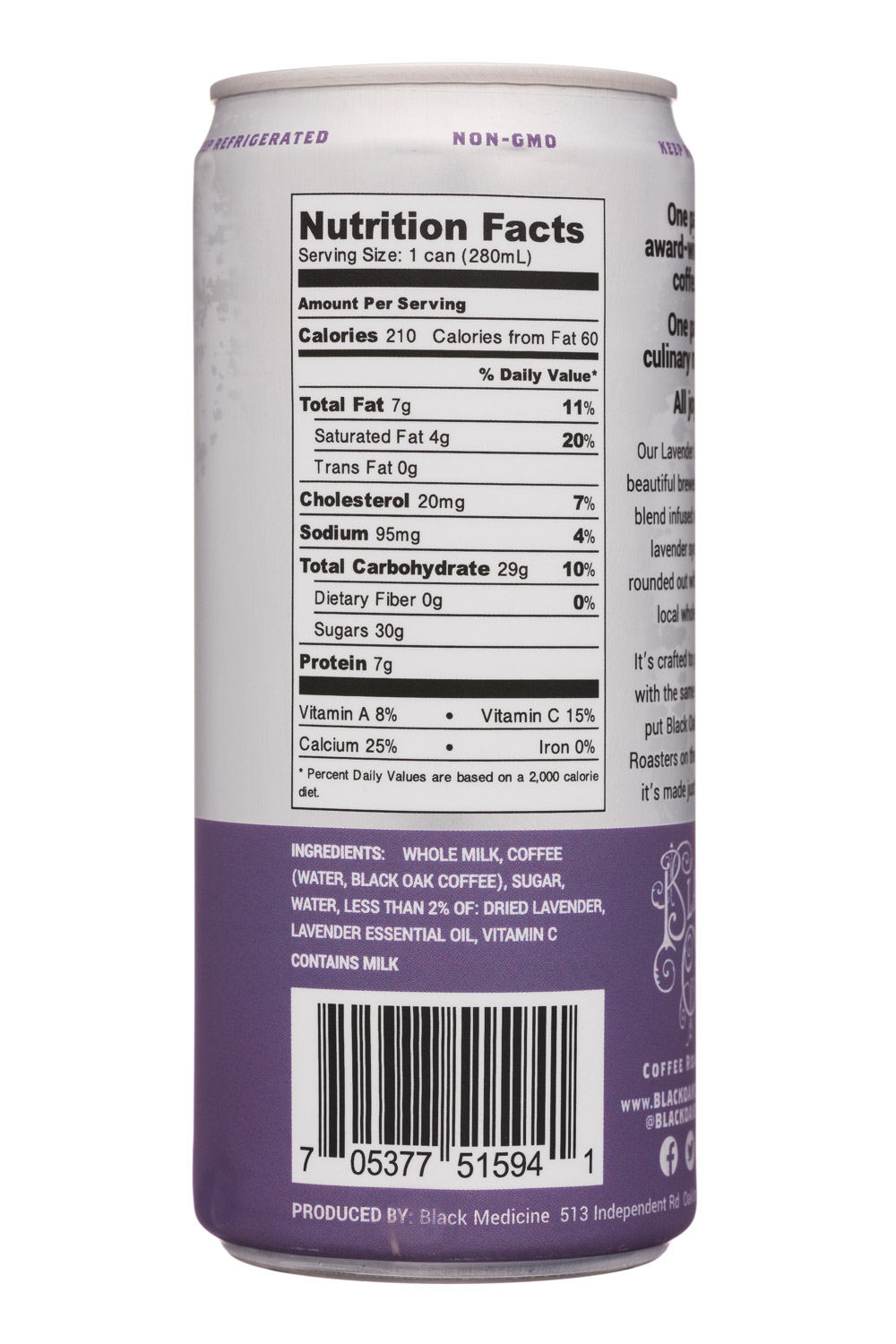 Black Oak: BlackOak-10oz-Espresso-LavenderLatte-Facts