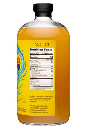 Blind Tiger Spirit-Free Cocktails: BlindTiger-32oz-2021-NonAlcCocktail-BeesKnees-Facts