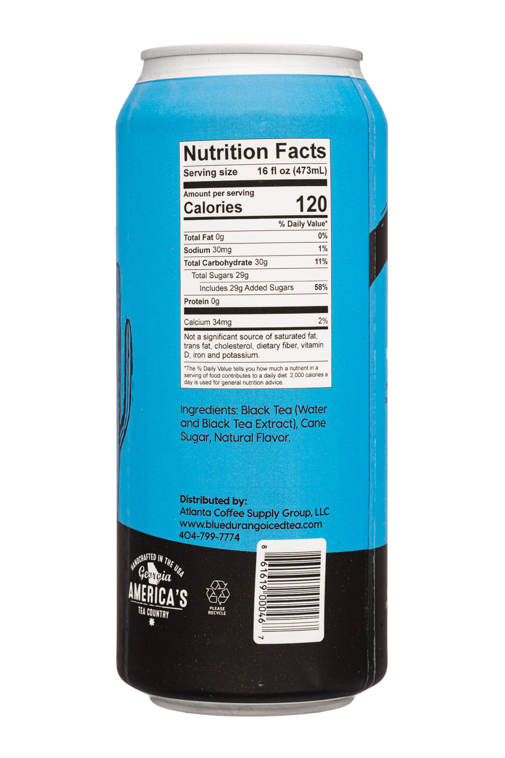 Blue Durango Iced Tea: BlueDurango-16oz-2024-IcedTea-Swtnd-Facts