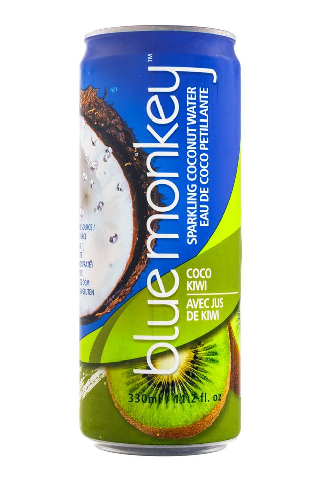 Blue Monkey Coconut Water: BlueMonkey-SparkingCoconut-CocoKiwi-Front
