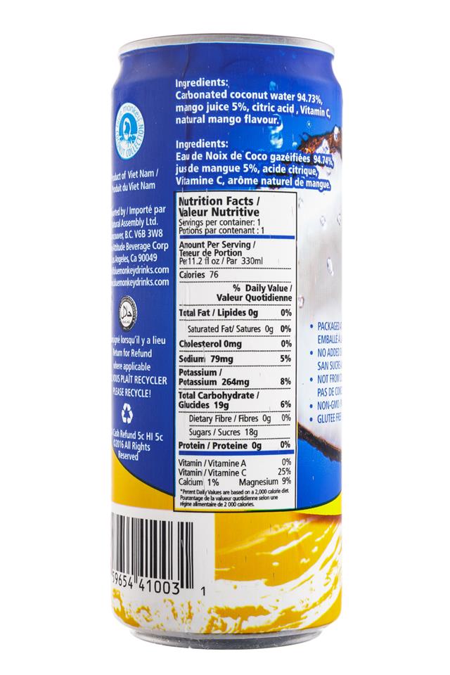 Blue Monkey Coconut Water: BlueMonkey-SparkingCoconut-CocoMango-Facts