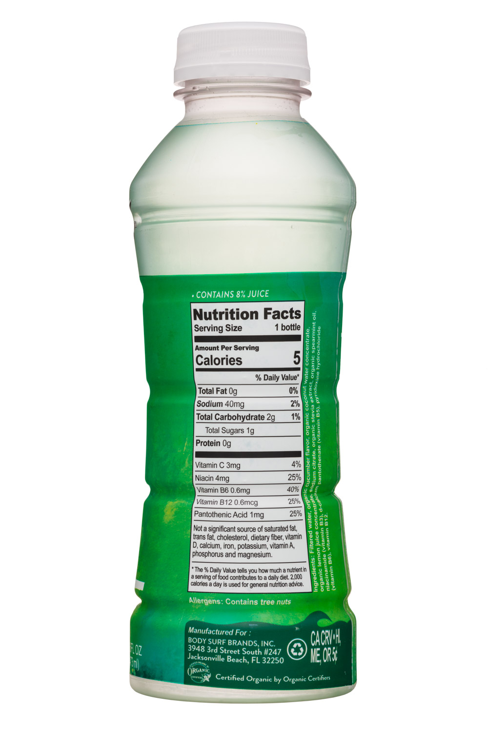 Body Surf: BodySurf-16oz-InfusedWater-CucumberMint-Facts
