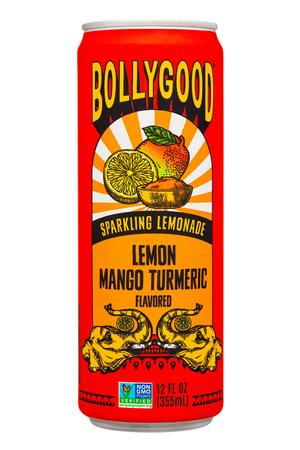 Bollygood: Bollygood-12oz-2023-SparklingLemonade-LemonMangoTurmeric-Front