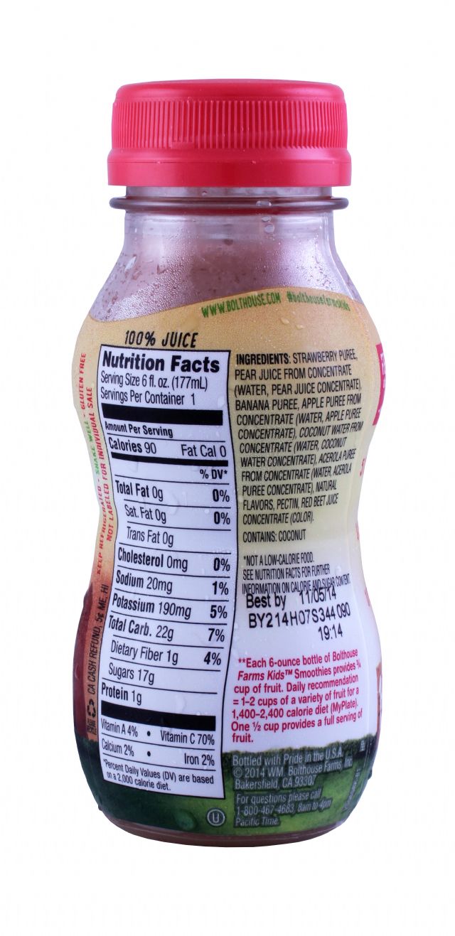 Bolthouse Farms Kids Smoothies: Bolthouse StawberryBanana Facts