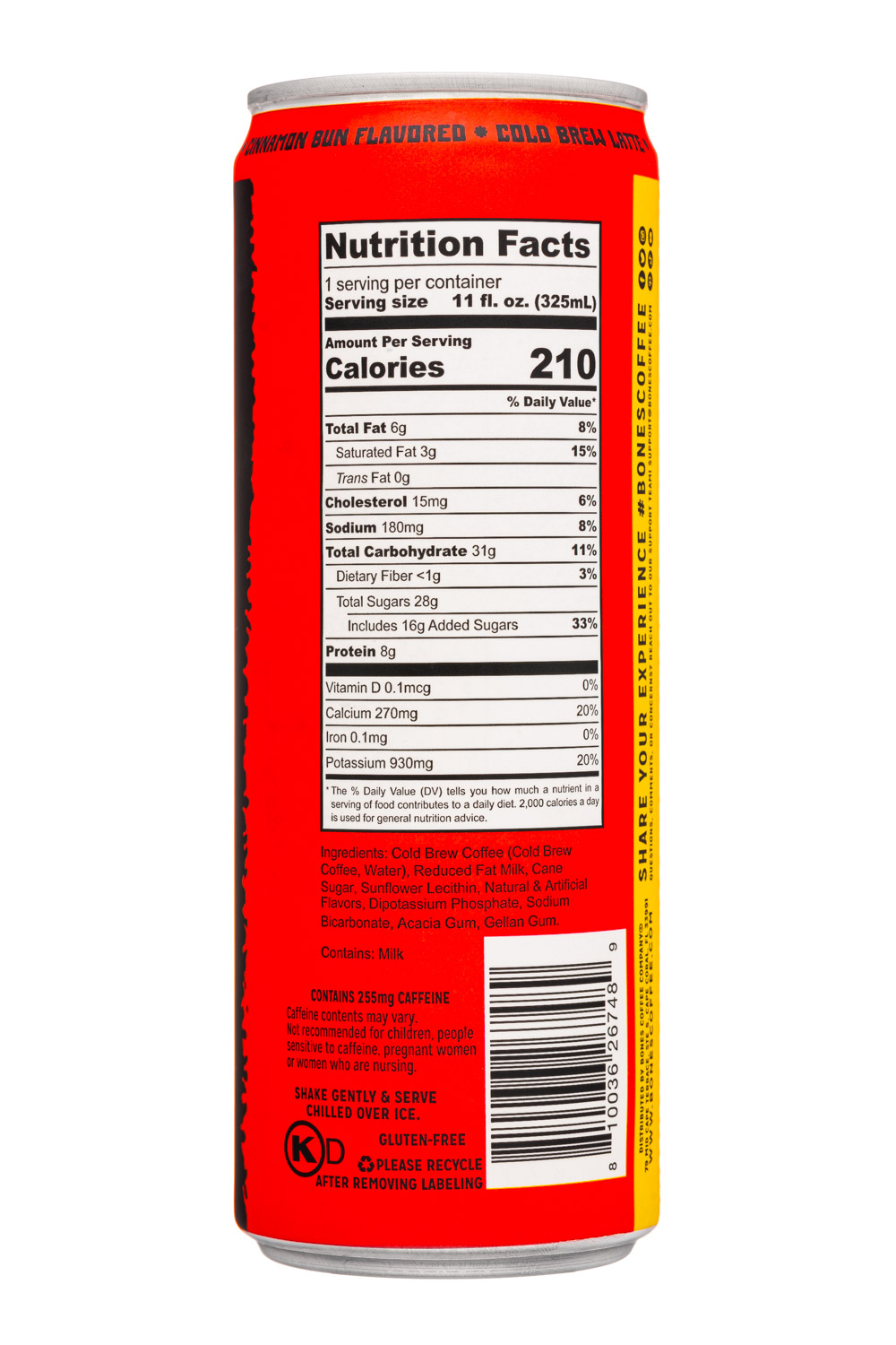 Bones Coffee Company: BonesCoffeeCo-11oz-2024-CBLatte-SinnOBun-Facts